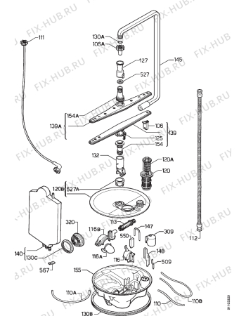 Взрыв-схема посудомоечной машины Electrolux ESL972 - Схема узла Hydraulic System 272